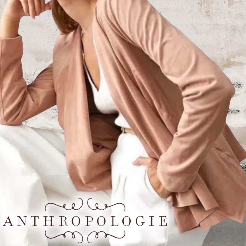 Anthropologie Hutch Draped Faux Suede Jacket EUC